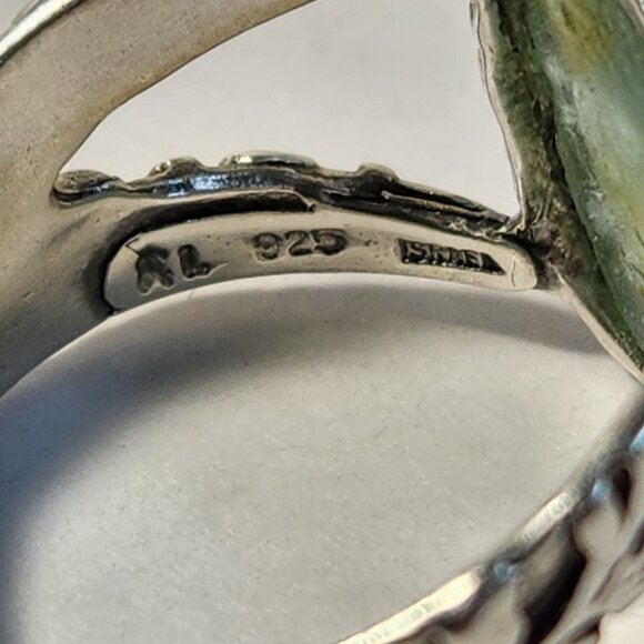2013 Artisan Collection of Israel Roman Glass Sterling Silver Ring 30x17mm Sz 9 - Picture 12 of 16